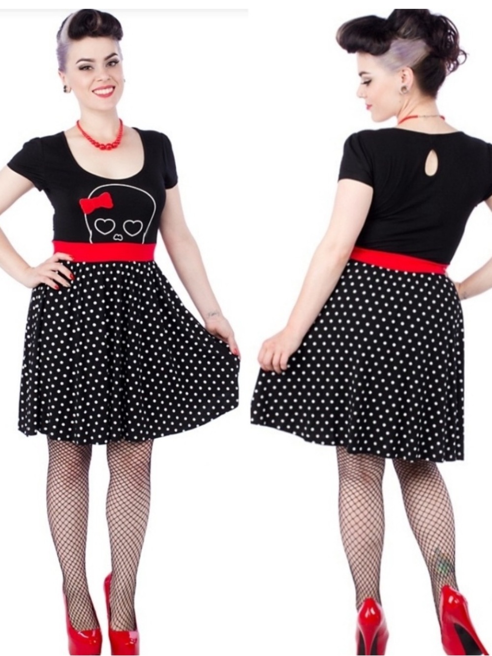 Sourpuss Polka Skull Dress